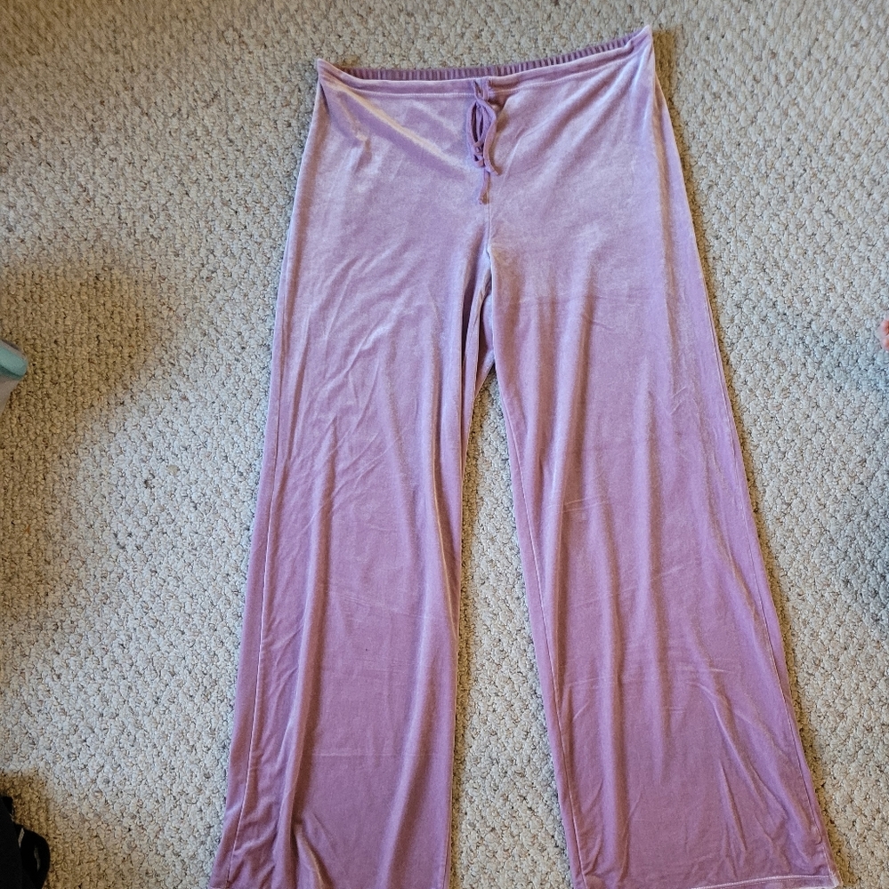 Pink Velvet Wide Leg Pants Size Medium By Victoria Secret